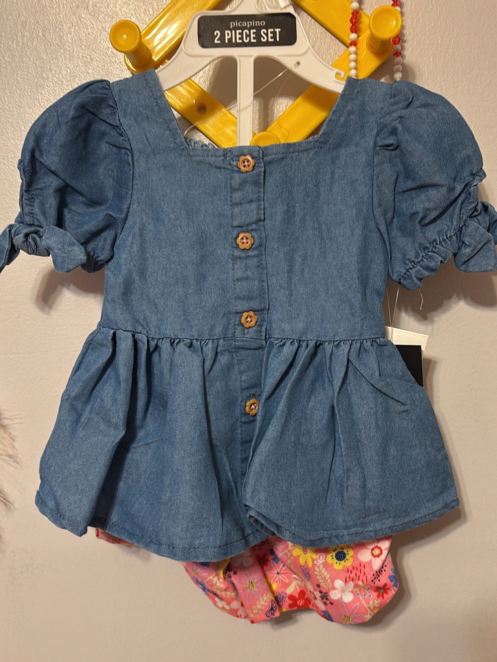 Blue Denim Peplum Top - Girls